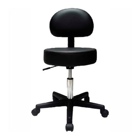 Fabrication Enterprises Pneumatic Mobile Stool with Back, 18" - 22"H, Black 1887391